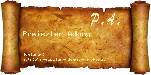 Preiszler Adony névjegykártya